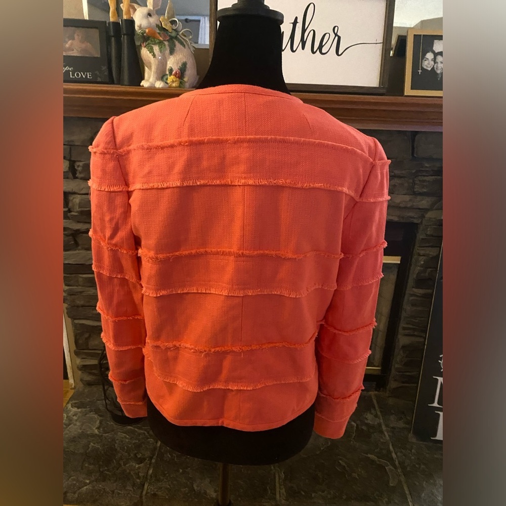 J. Crew Coral Fringe-Trim Cropped Lady Jacket - Picture 2 of 8